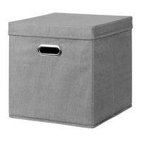 Skladací box s vekom BOBBY S VEKOM - antracitová, Modern, kartón/textil (33/33/33cm) - Mömax