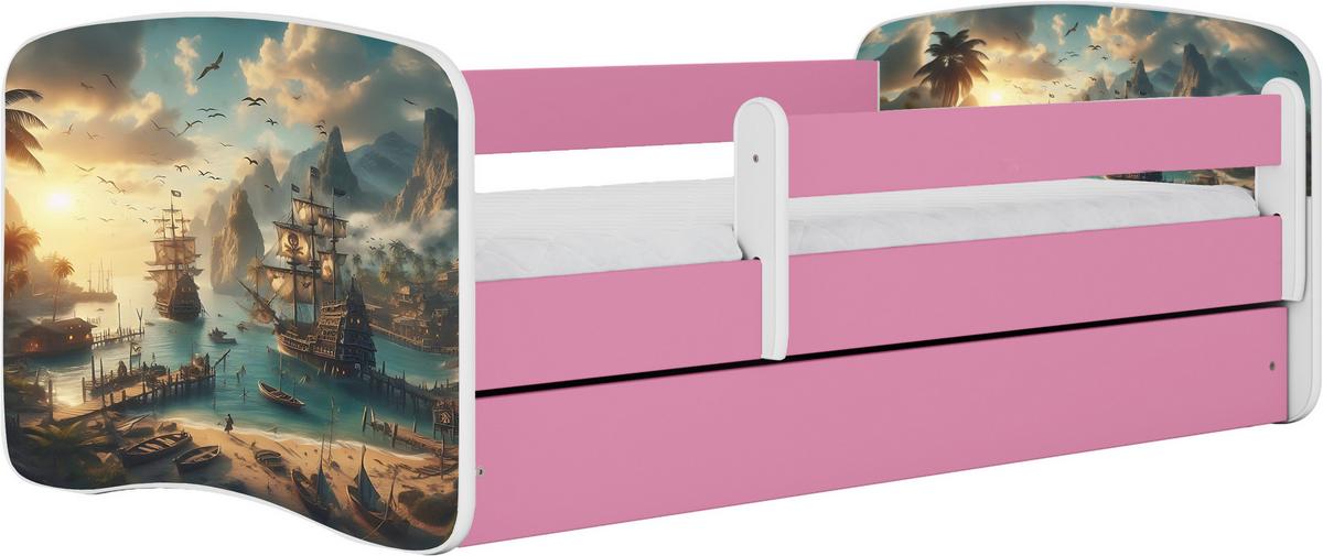 Kinder-/Juniorbett Babydreams Weiß/Pink B: 80cm - Pink/Birkefarben, MODERN, Holz/Holzwerkstoff (80/160cm) - MID.YOU