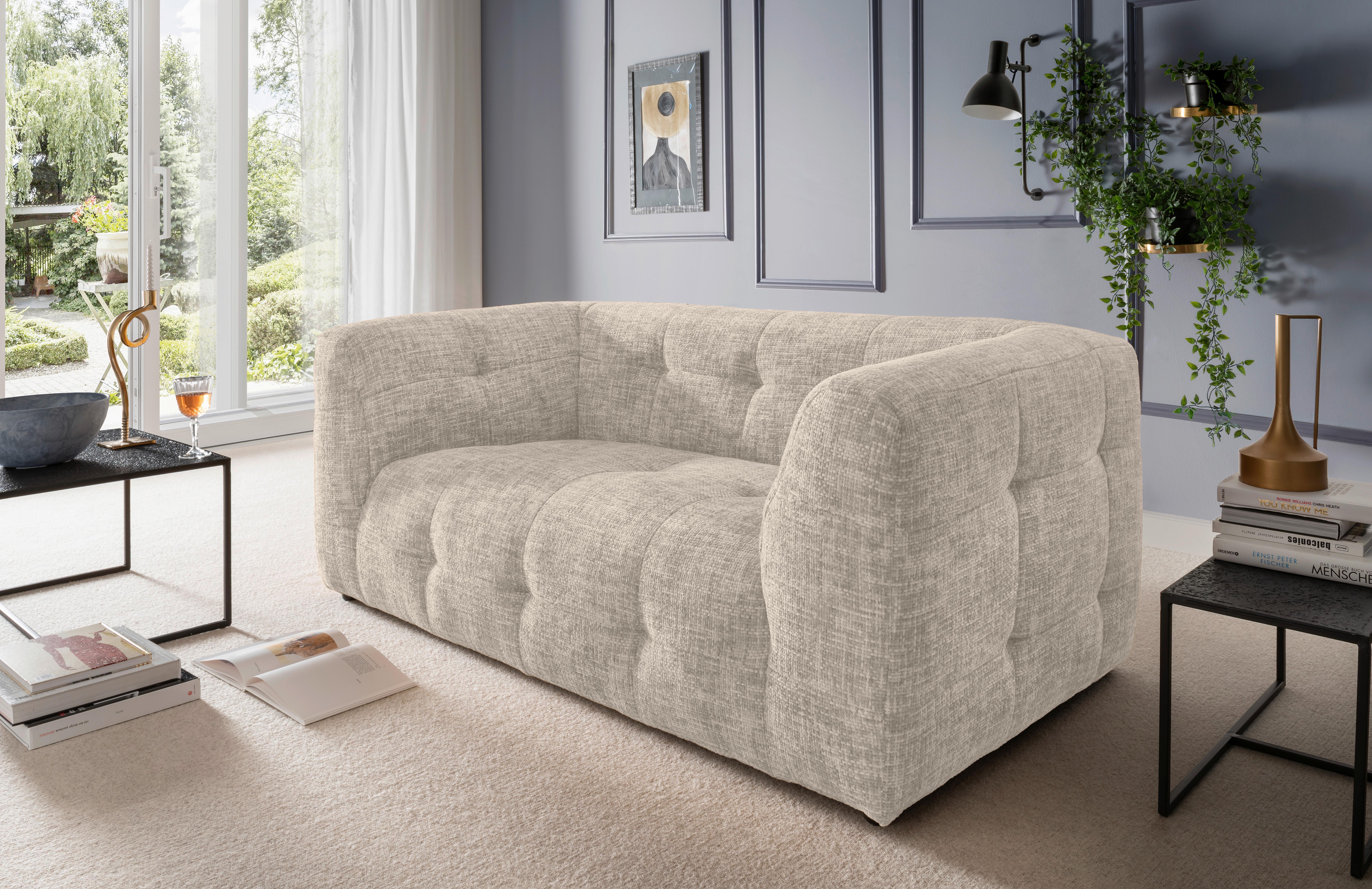 2-sitzer-sofa Velice, Creme B: 184 Cm - Creme/Schwarz, Design, Textil (184/72/95cm) - Livetastic