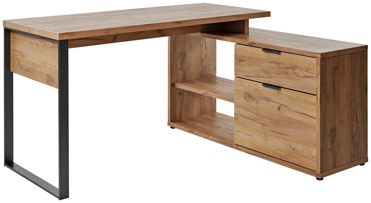 Eckschreibtisch Mit Stauraum B: 120cm H: 76cm Loop C 150 E - Eichefarben/Anthrazit, MODERN, Holzwerkstoff/Metall (150/120/76cm) - Livetastic