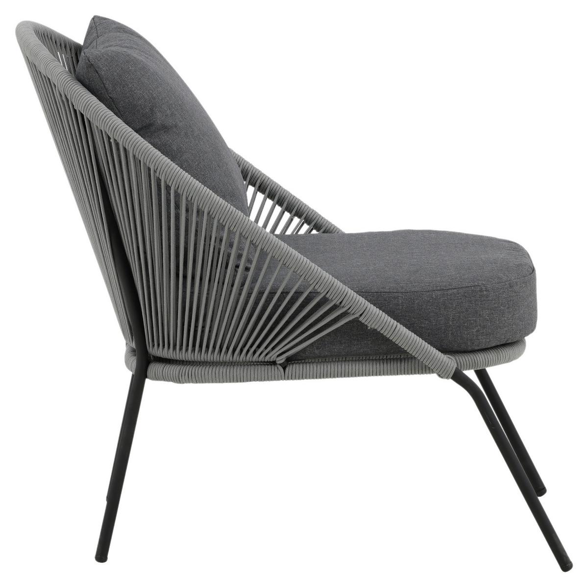 Loungesessel Lindos - Schwarz/Grau, KONVENTIONELL, Kunststoff/Metall (73/78/85cm) - Gardenson