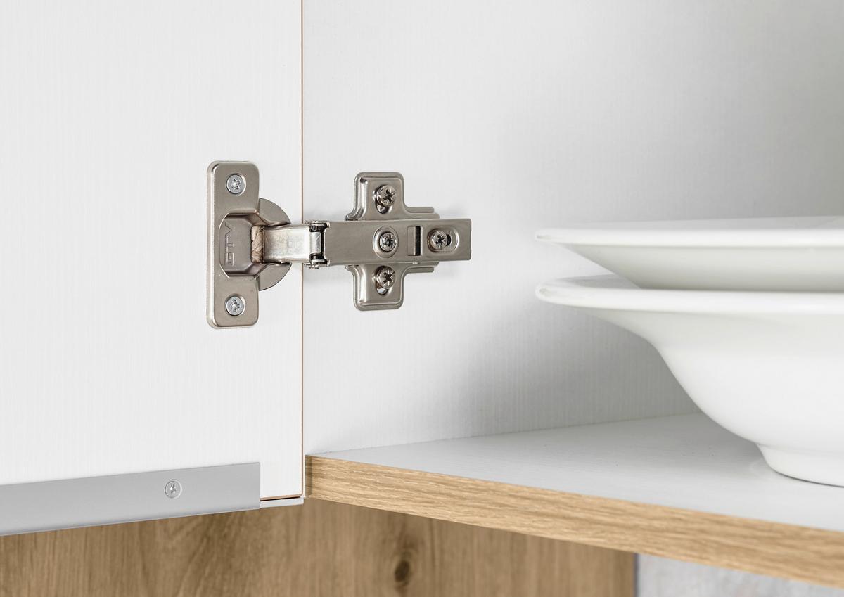 Eckküche mit Geräten 220x170 cm Weiß/Eiche Dekor, Modern - Weiß Hochglanz/Eiche Artisan, LIFESTYLE, Holzwerkstoff (220/170cm) - Respekta