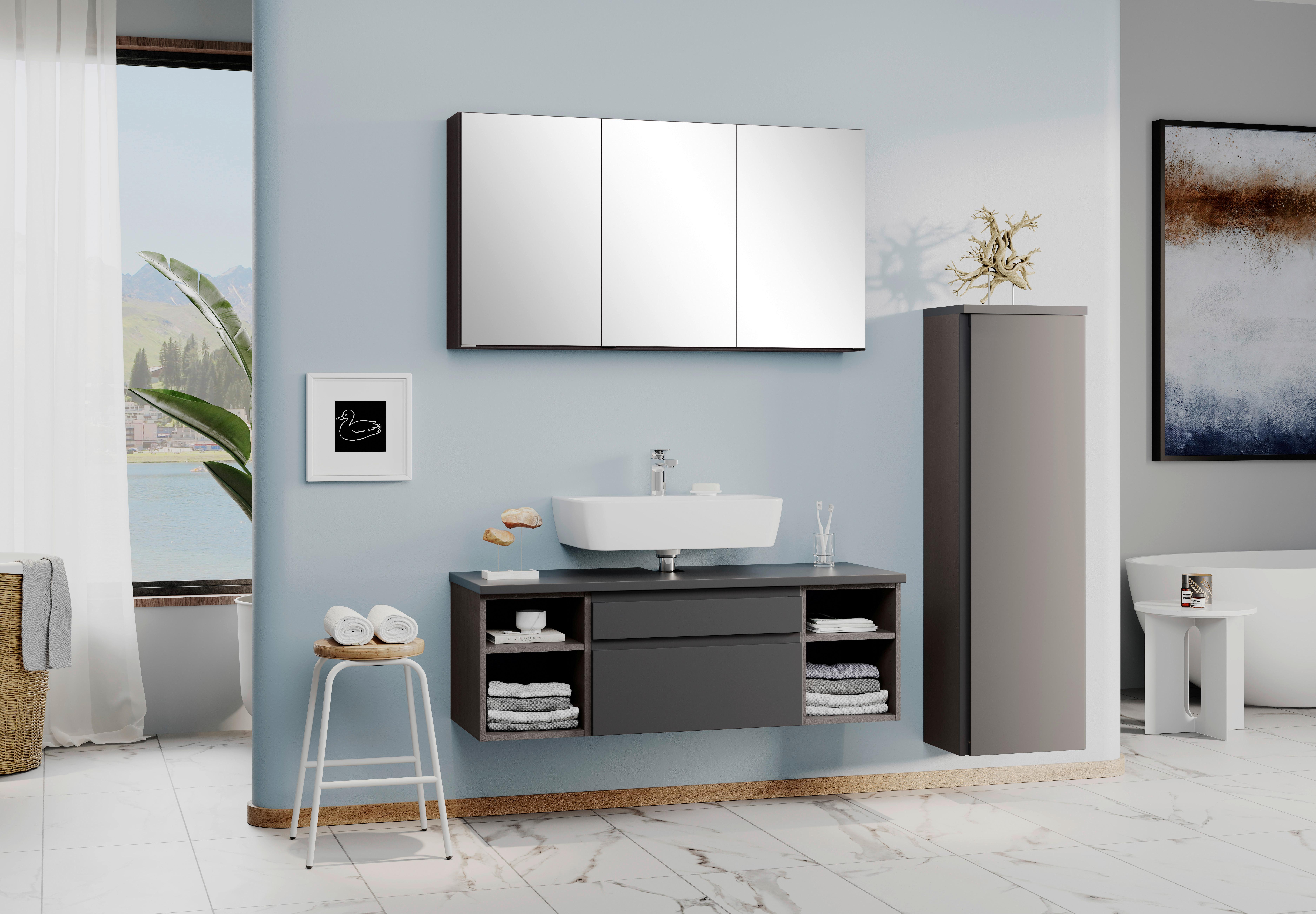 Hängender Waschbecken- Unterschrank Arosa B: 120 cm - Graphitfarben/Grau, MODERN, Holzwerkstoff (120/41/47cm) - Held