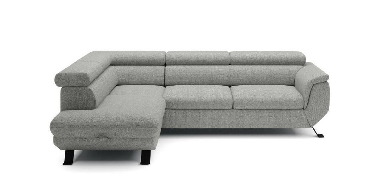 Sedací souprava RAVEN, levá, s úložným prostorem a lůžkem - černá/šedohnědá, Moderní, kov/textil (198/257cm) - Mömax