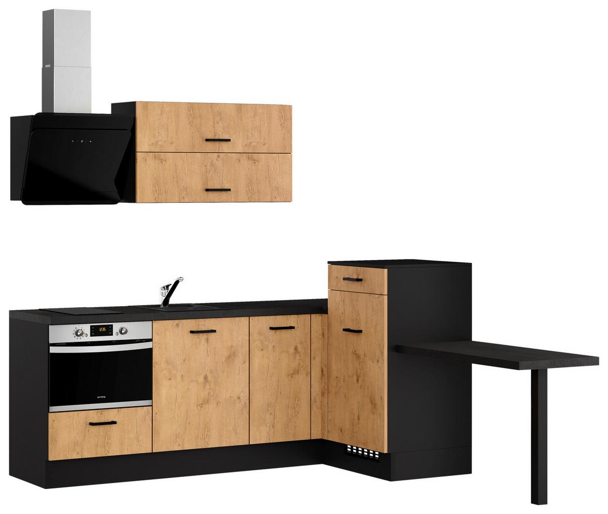 Eckküche Ip1200 - Eichefarben/Dunkelgrau, Design, Holzwerkstoff (225/241cm) - Impuls