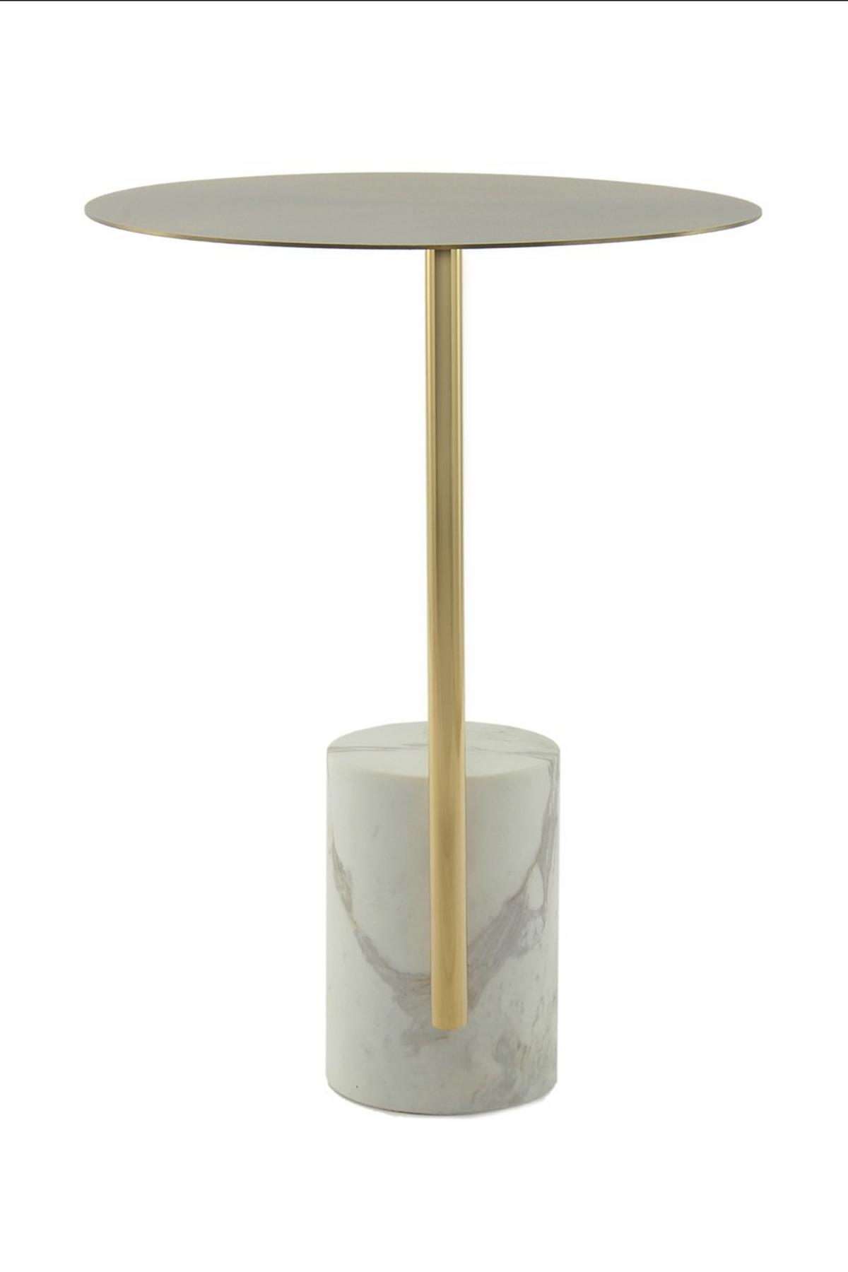 PRÍRUČNÝ STOLÍK OSCAR 400 WEIß - biela/zlatá, Design, kov/kameň (40 cm/54 cm/40 cmcm) - Kayoom