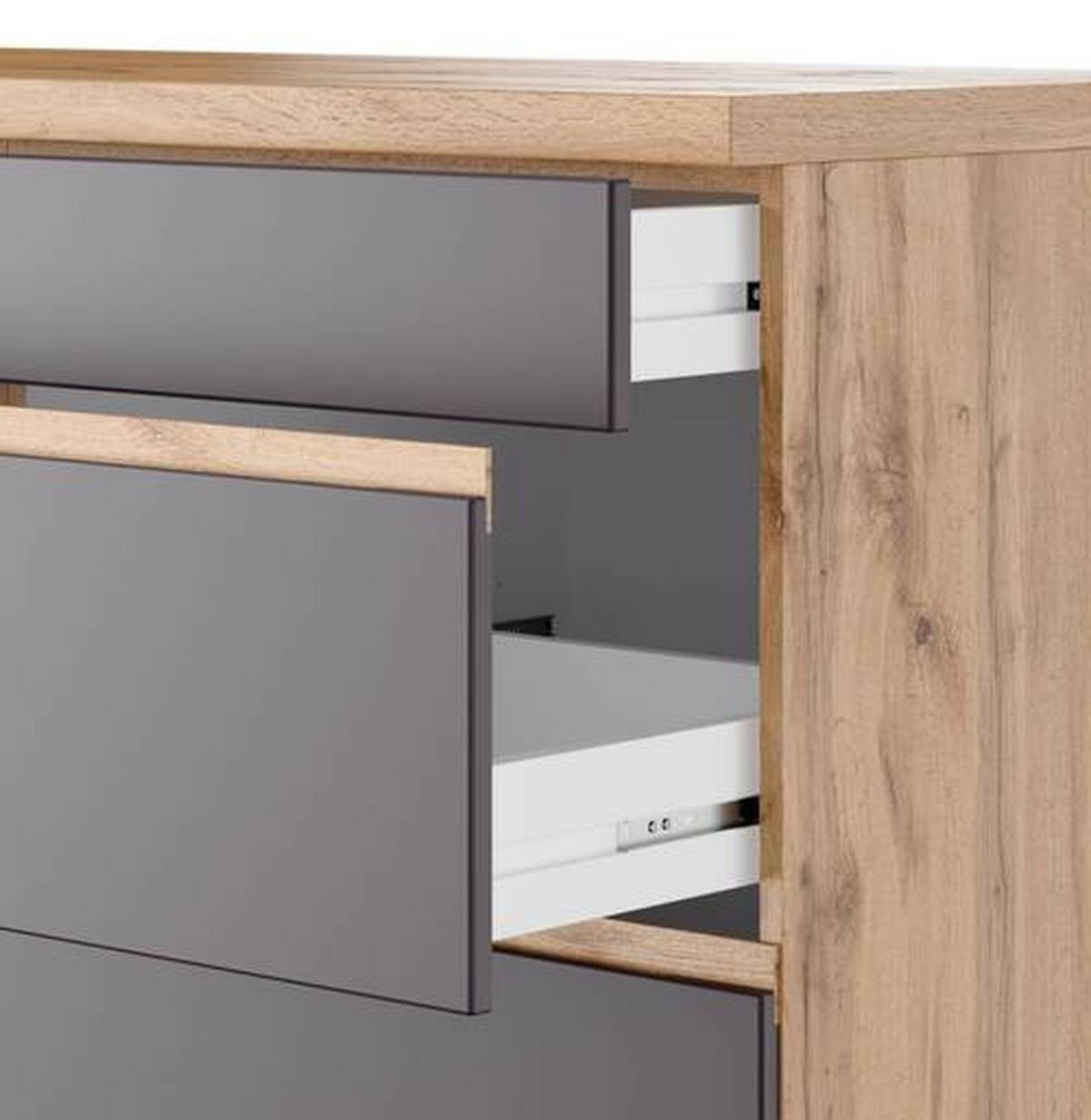 Küchenzeile Turin ohne Geräte 240 cm Grau/Eichefarben - Eiche Wotan/Grau, Design, Holzwerkstoff (240cm) - Held