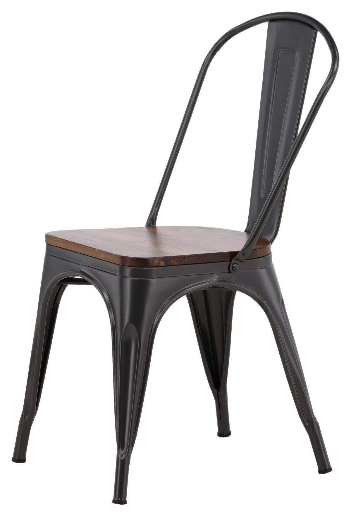 Stuhl-Set Tempe - Dunkelgrau/Dunkelbraun, Design, Holz/Metall (36/85/51cm) - Livetastic