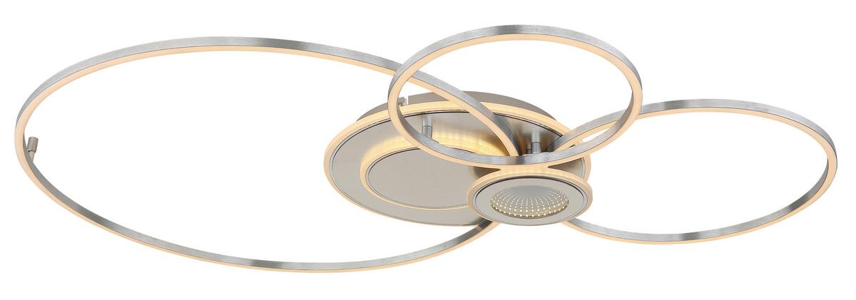 LED-DECKENLEUCHTE Memory-Funktion - Silberfarben/Opal, Design, Kunststoff/Metall (103,5/65/8,5cm) - Globo