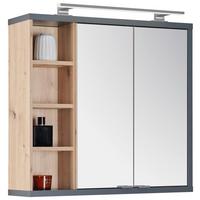 Spiegelschrahk Camillo B: 80 cm Melamin Eichefarben - Anthrazit/Eiche Artisan, MODERN, Glas/Holzwerkstoff (80/74/20cm)