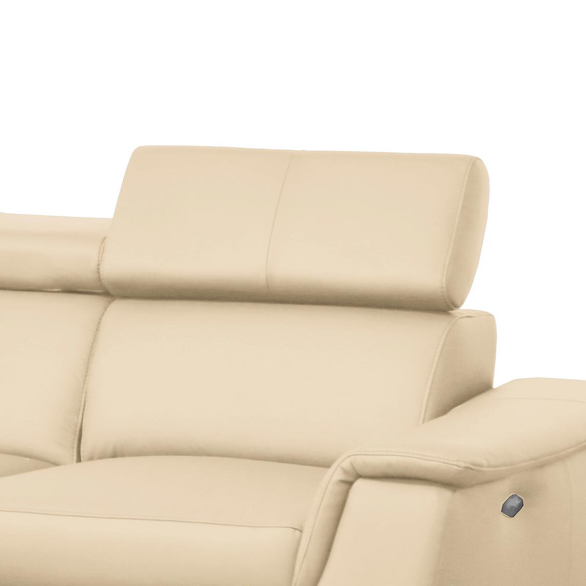 Ecksofa Lince Beige S: 197x257 cm - Chromfarben/Beige, Design, Leder/Textil (197/257cm) - Livetastic