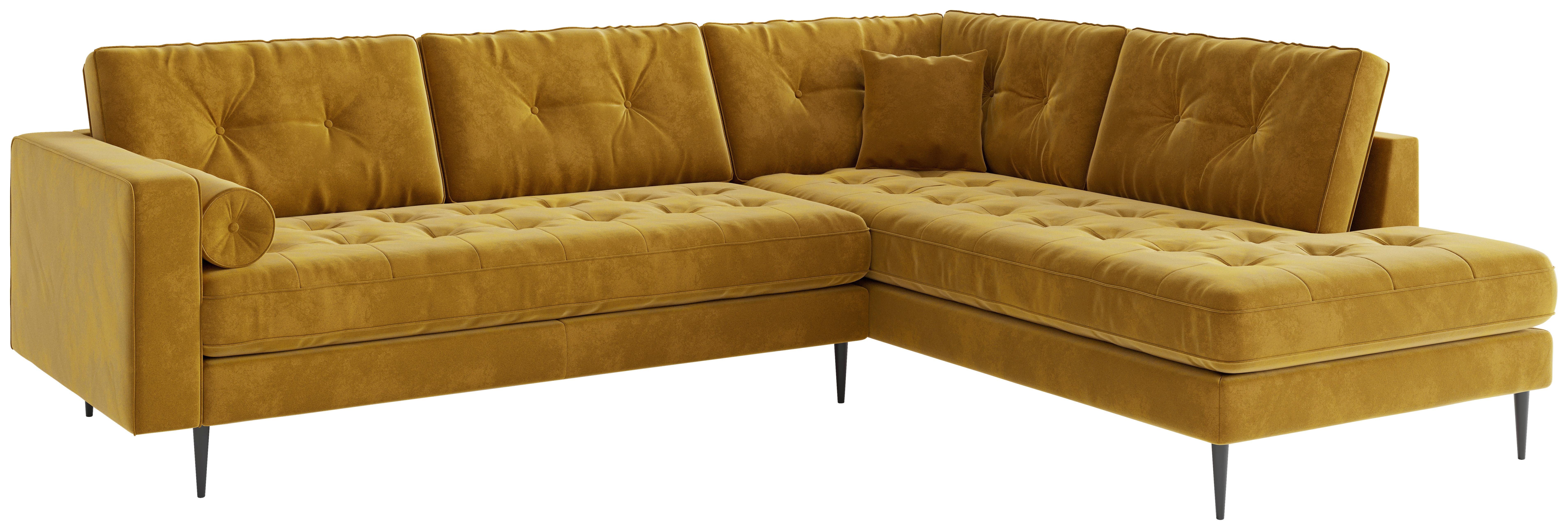 Ecksofa Scott - Edelstahlfarben/Gelb, Design, Textil (205/259cm) - Livetastic