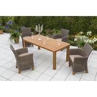 Gartengarnitur 5-Tlg. Toskana Akazie/Aluminium - Naturfarben/Braun, ROMANTIK / LANDHAUS, Holz/Kunststoff - Ambia Garden