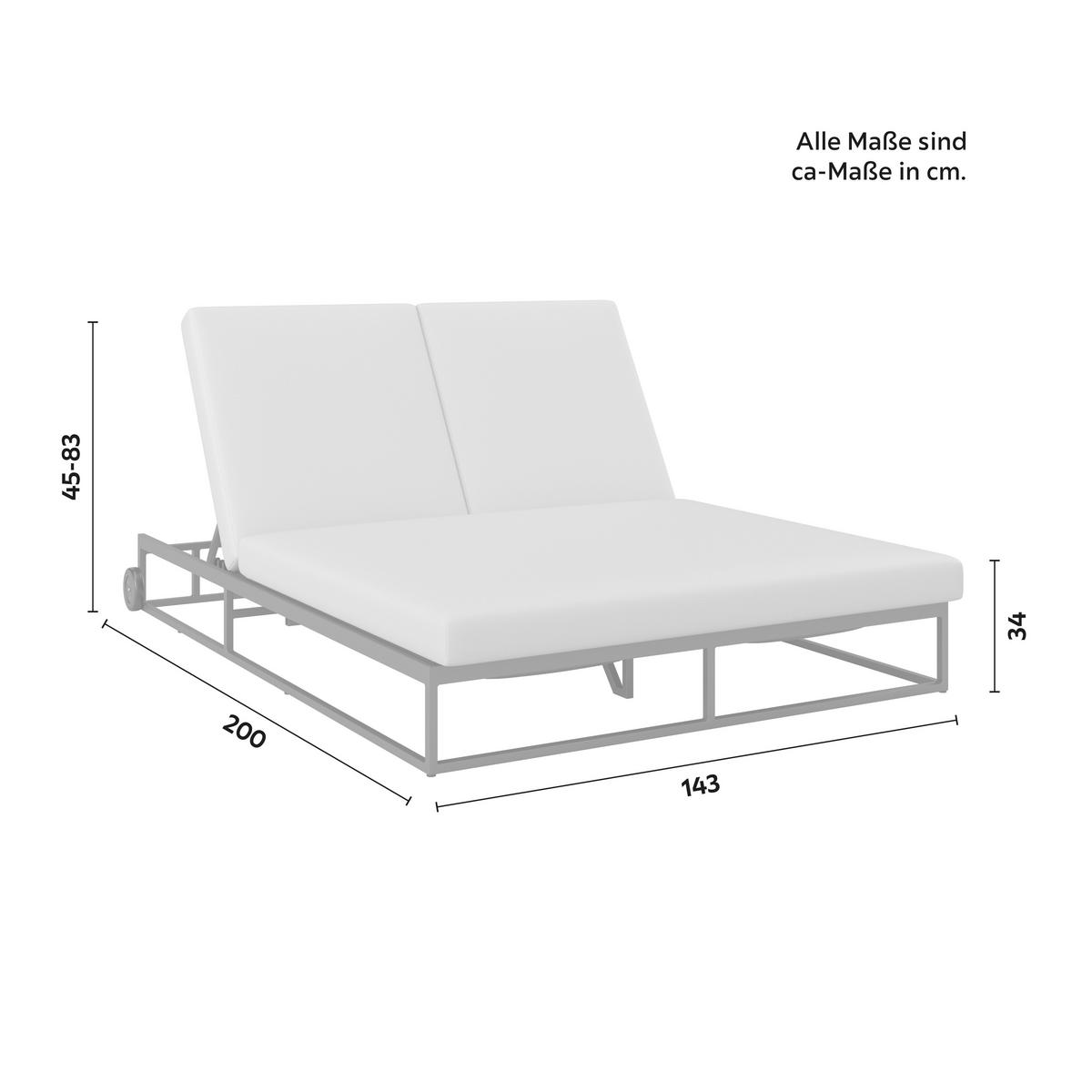 ZAHRADNÍ LEHÁTKO BERRY - světle šedá, Moderní, kov/textil (143/24/200cm) - Bessagi Garden