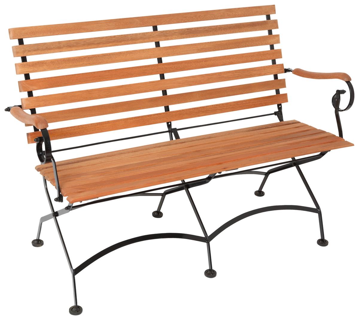 Gartenbank Schlossgarten 2-Sitzer - Naturfarben, ROMANTIK / LANDHAUS, Holz/Metall (125/58/85cm) - Gardenson