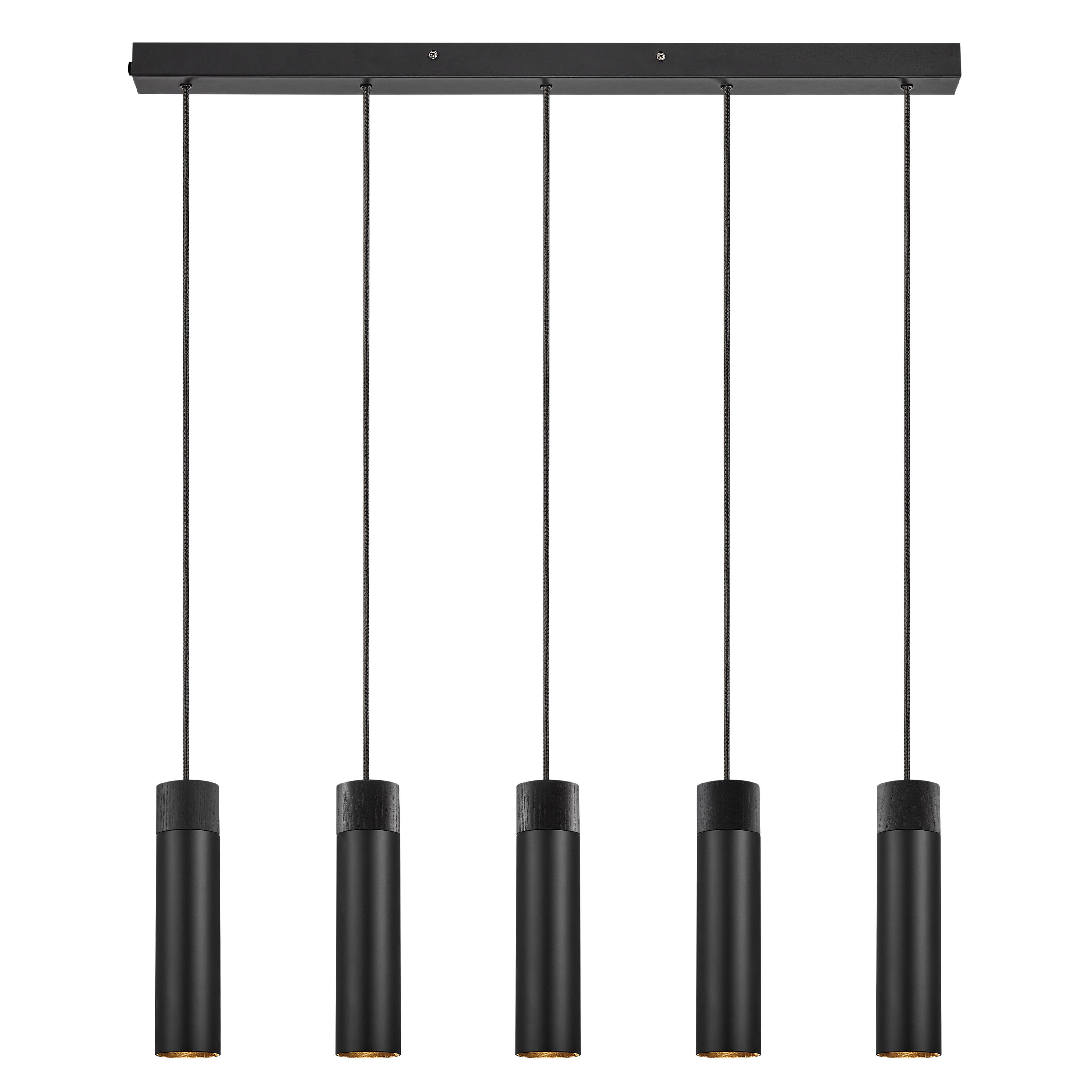 Hängeleuchte Tilo Pela Schwarz B: 80 cm - Schwarz, Design, Holz/Metall (80/24,6cm) - Nordlux
