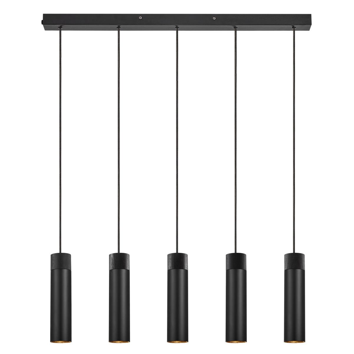 Hängeleuchte Tilo Pela Schwarz B: 80 cm - Schwarz, Design, Holz/Metall (80/24,6cm) - Nordlux
