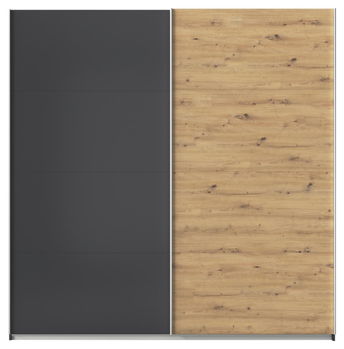 Schwebetürenschrank B: 225cm Feldkirch Grau/Eiche Dekor - Anthrazit/Eiche Artisan, MODERN, Holzwerkstoff (225/229/62cm)