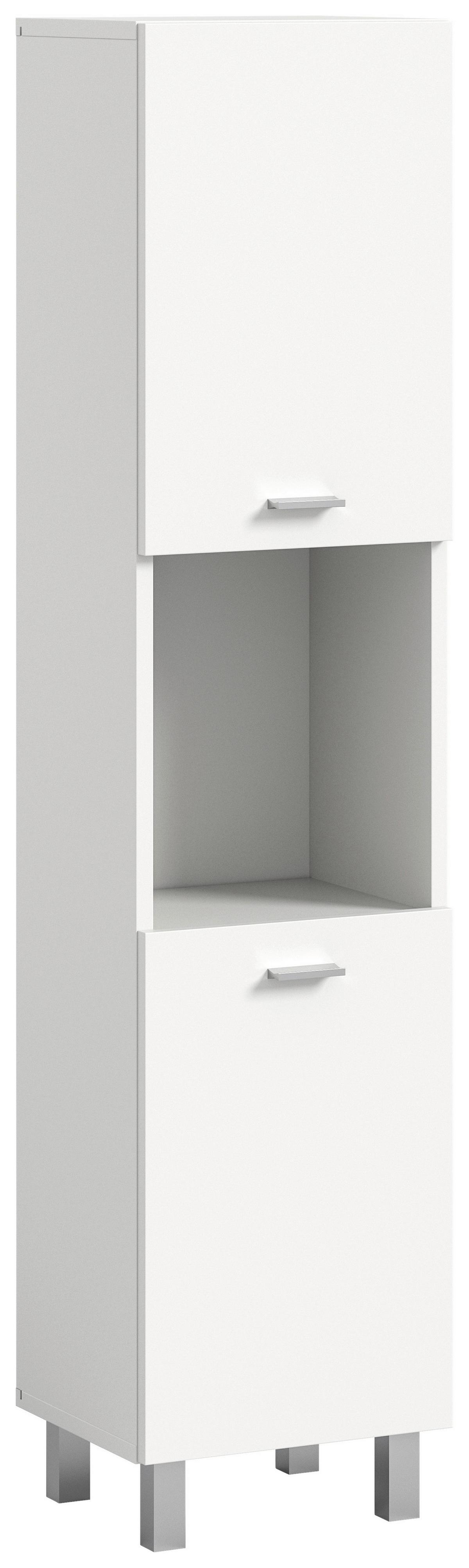 Midischrank Boston Weiß B: 30 cm - Silberfarben/Weiß, MODERN, Holzwerkstoff (30/125/29cm) - MID.YOU