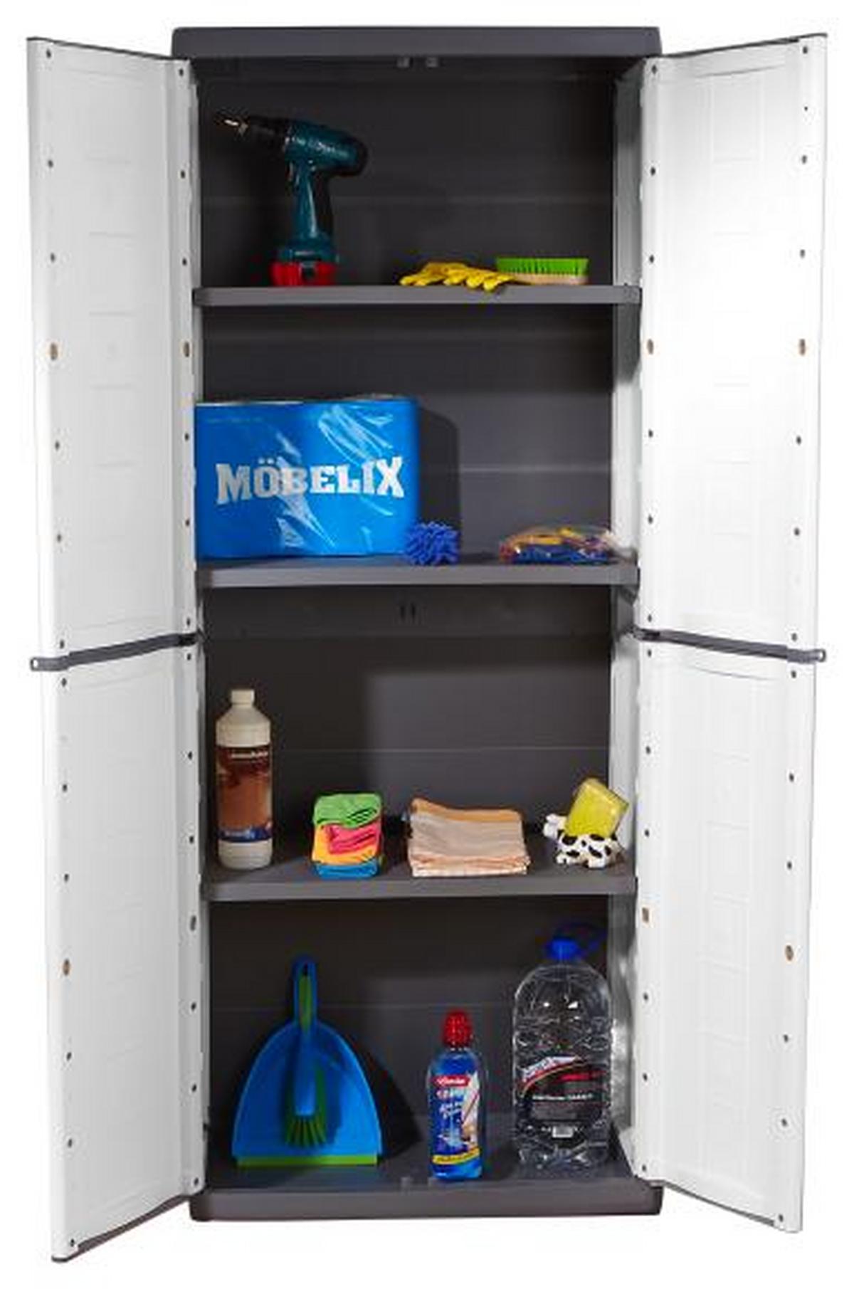 Skrinka na náradie JOLLY vysoká - bílá/antracitová, Basics, plast (68/166/39cm)