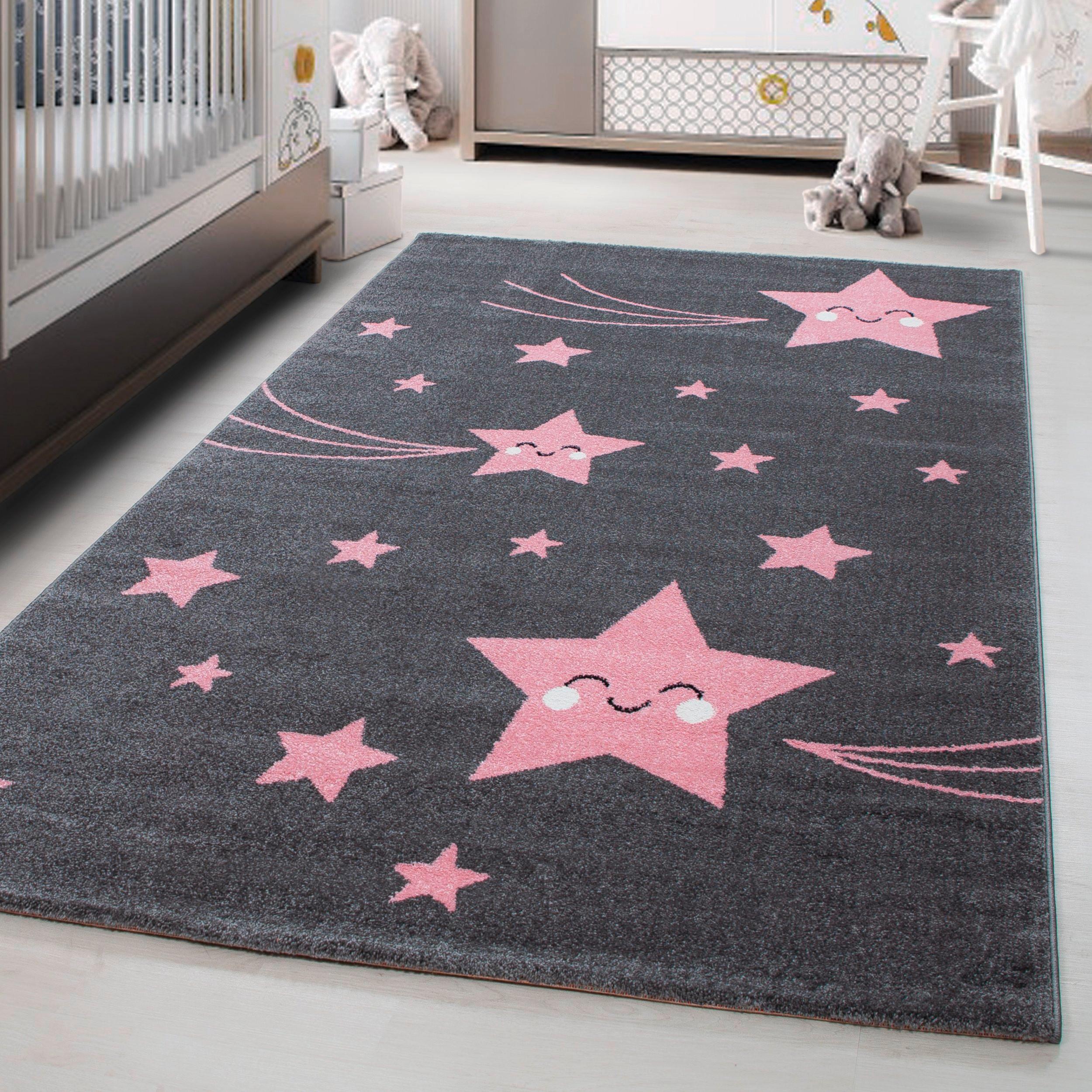 Kinderteppich Stern Grau/Pink Kids 120x170 cm - Pink/Grau, Trend, Textil (120/170cm)