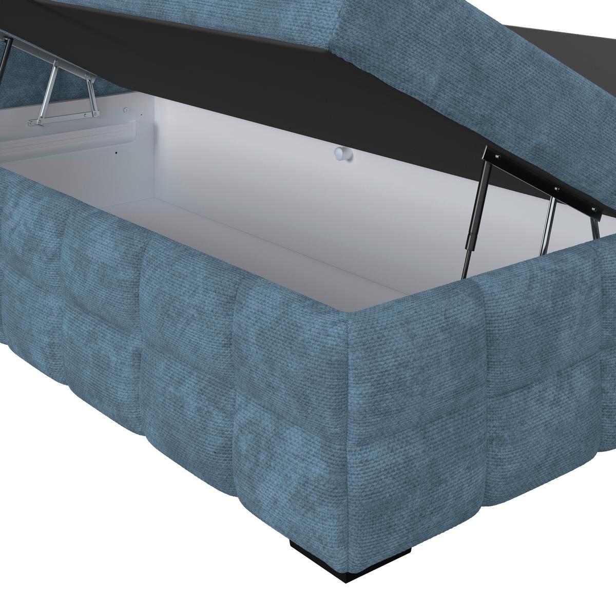 Čalouněná postel VEGA 180x200 cm, modrá - modrá/černá, Trend, dřevo/textil (180/200cm)