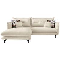 Ecksofa Mit Armteilverstellung Lava, Beige, S:180x255 Cm - Beige/Schwarz, MODERN, Textil (180/255cm) - Livetastic