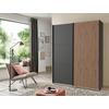 Schwebetürenschrank B: 200 Cm Andorra Eiche/graphitfarben - Eichefarben/Graphitfarben, KONVENTIONELL, Holzwerkstoff (200/218/65cm) - MID.YOU
