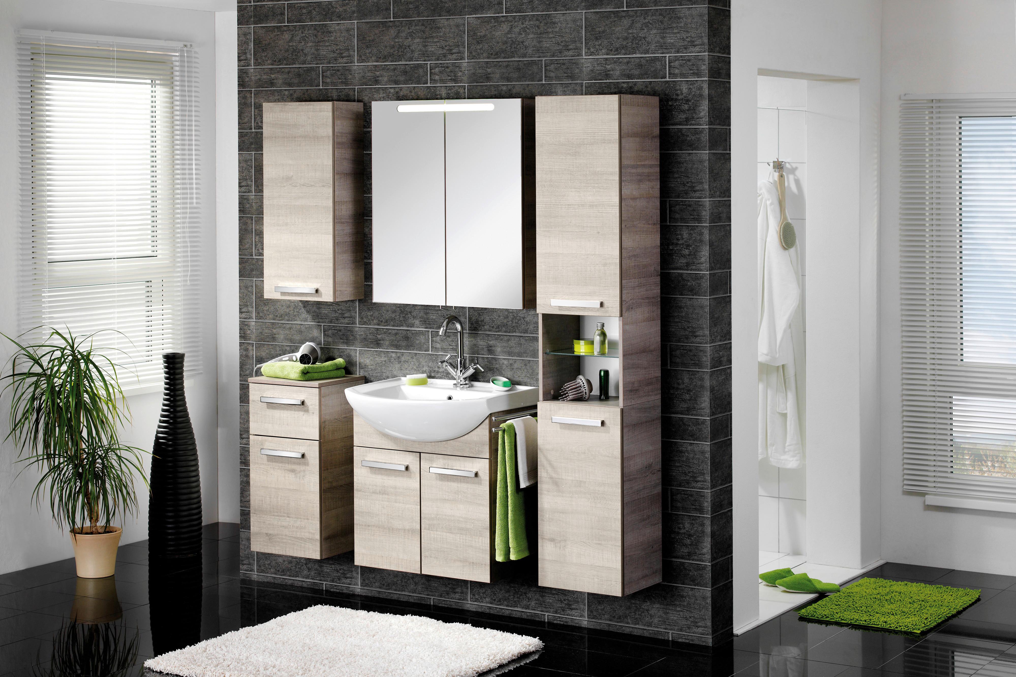 Badezimmer Unterschrank A- Vero BxH 35x69 cm Eichenfarben - Eichefarben, MODERN, Glas/Holzwerkstoff (35/69/32cm) - MID.YOU