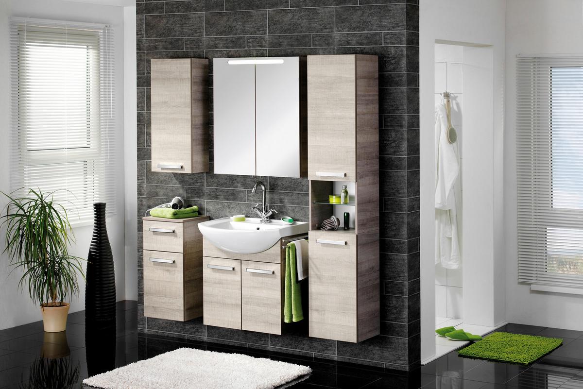 Badezimmer Unterschrank A- Vero BxH 35x69 cm Eichenfarben - Eichefarben, MODERN, Glas/Holzwerkstoff (35/69/32cm) - MID.YOU