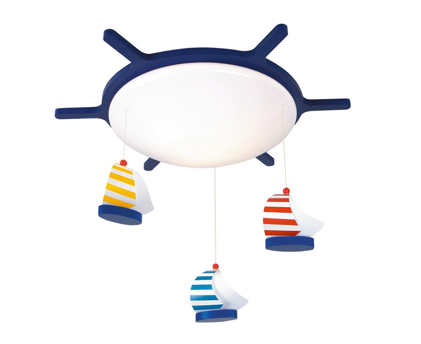 005448016201 - Kinderdeckenleuchte Segelboote L: 53 cm mit Hängenden Booten