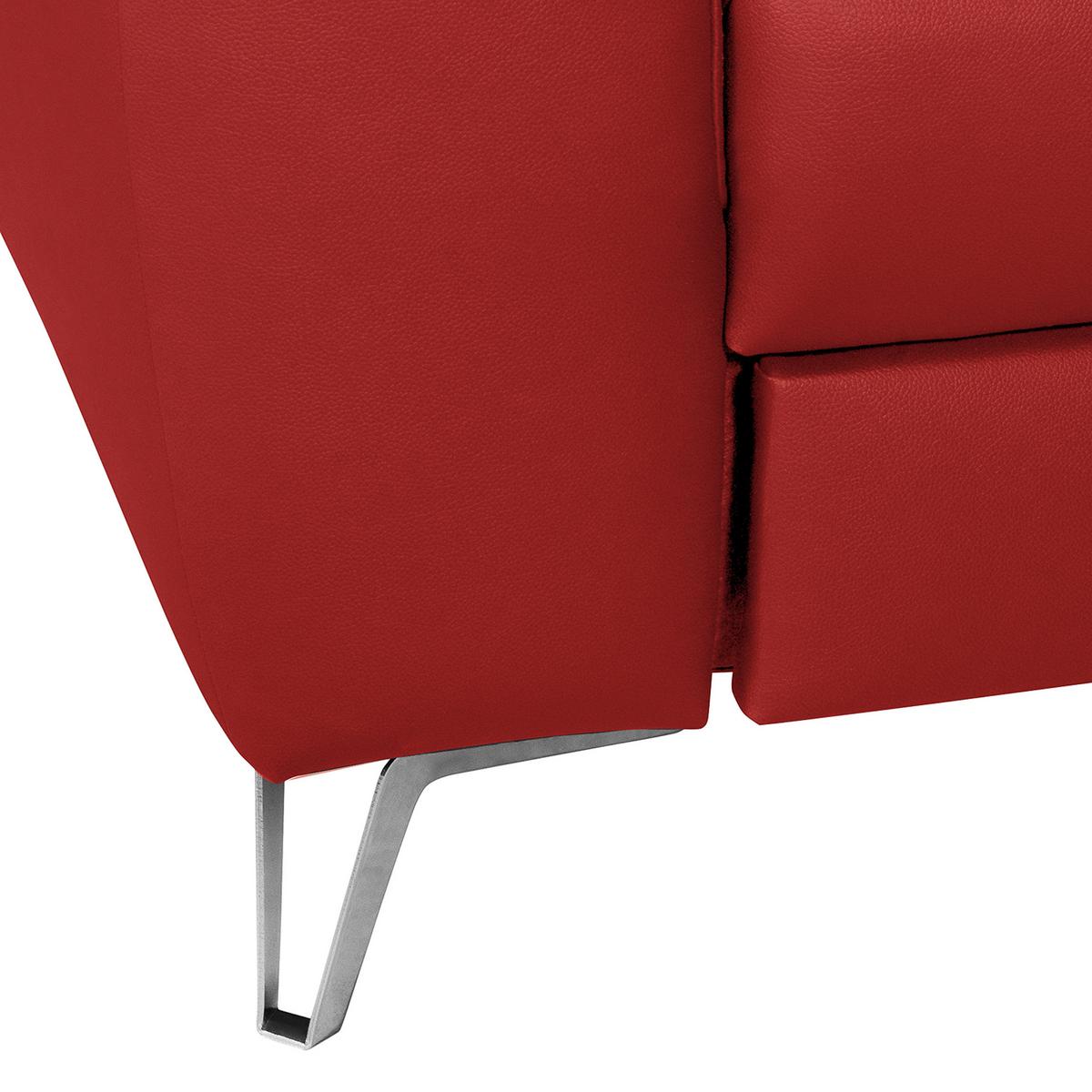 Ecksofa Santos Rot S: 241 cm - Chromfarben/Rot, Design, Leder/Textil (241/168cm) - Livetastic