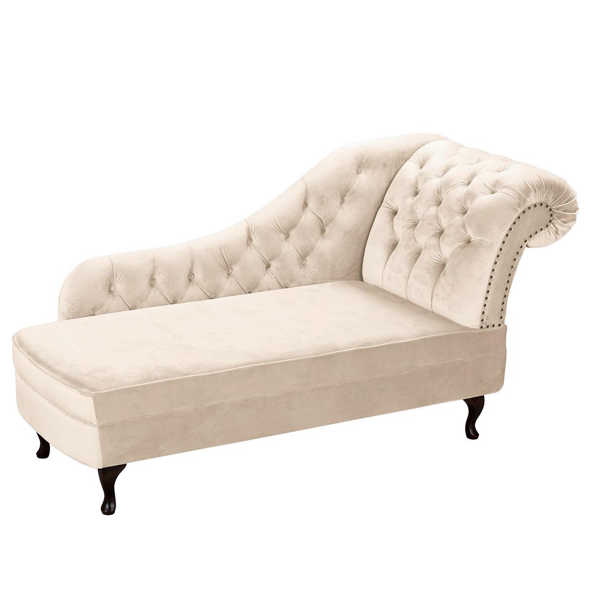 Récamiere Pako Creme B: 185cm - Creme/Braun, Design, Textil (185/93/75cm) - Livetastic