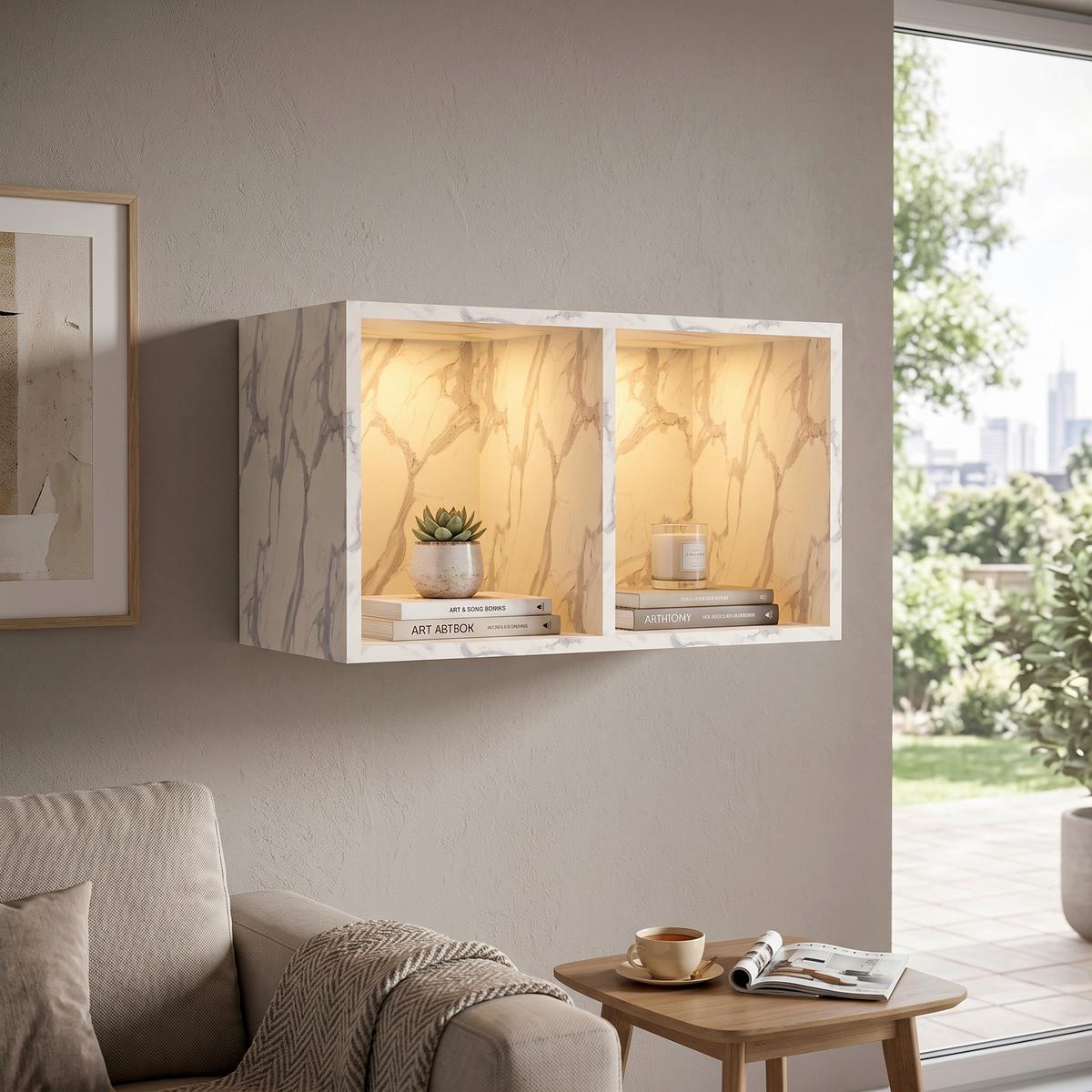 Wandregal Las Vegas Weiß B: 60 cm - Weiß, MODERN, Holzwerkstoff (60/36/37cm) - Vertico
