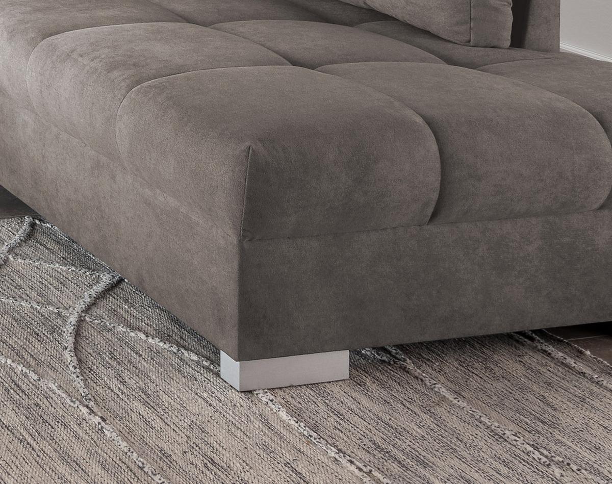 Eckschlafsofa Alvito Graubraun S: 298/202 Cm - Graubraun/Silberfarben, Design, Textil (298/202cm) - MID.YOU
