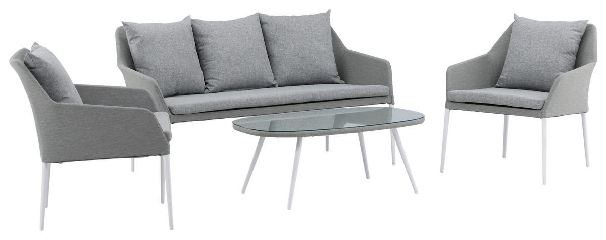 Loungegarnitur Spoga - Weiß/Grau, KONVENTIONELL, Glas/Textil - Gardenson