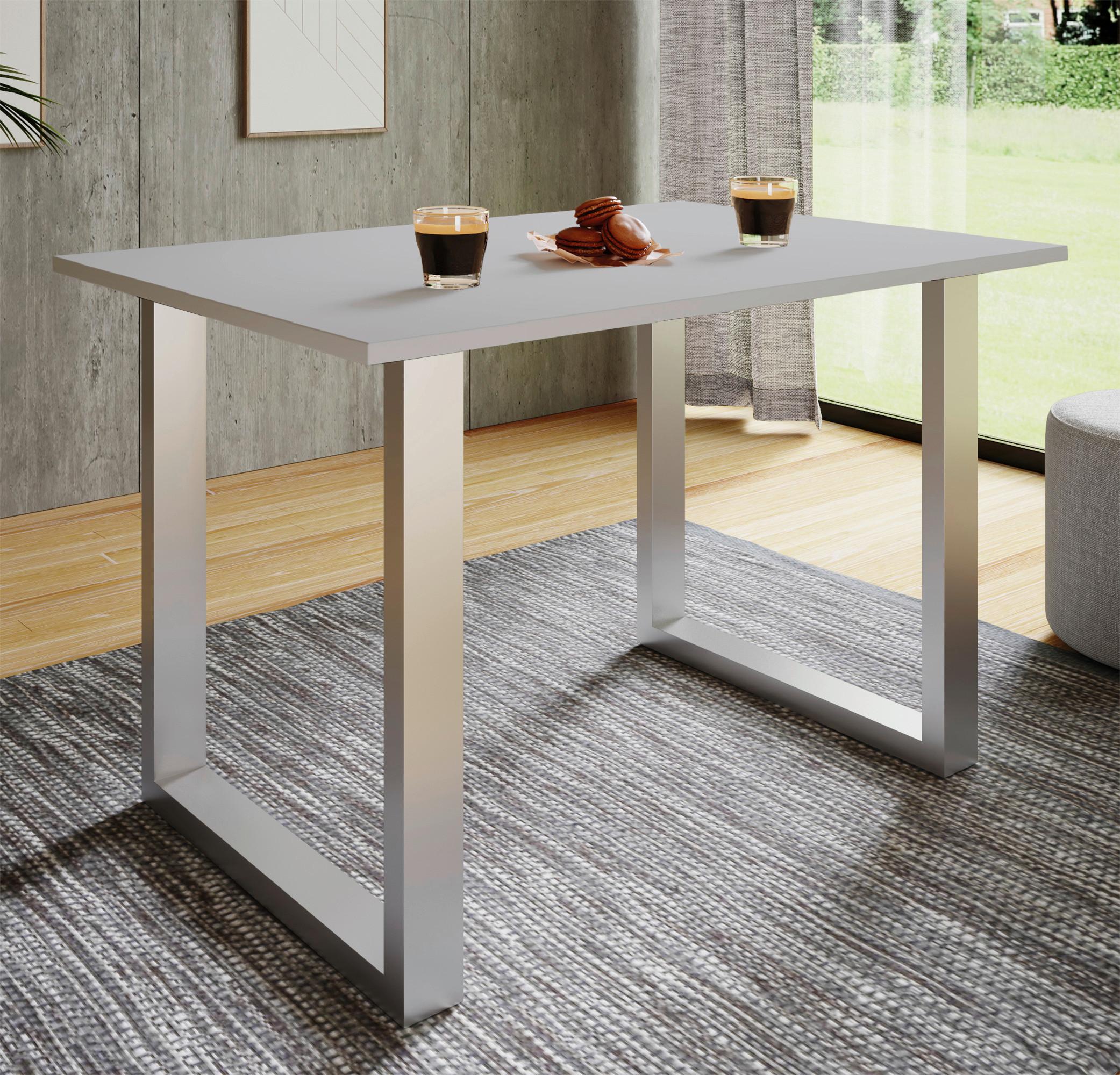 Esstisch Xona Anthrazit/Silberfarben - Anthrazit/Silberfarben, Design, Holzwerkstoff/Metall (80/50/76cm) - MID.YOU