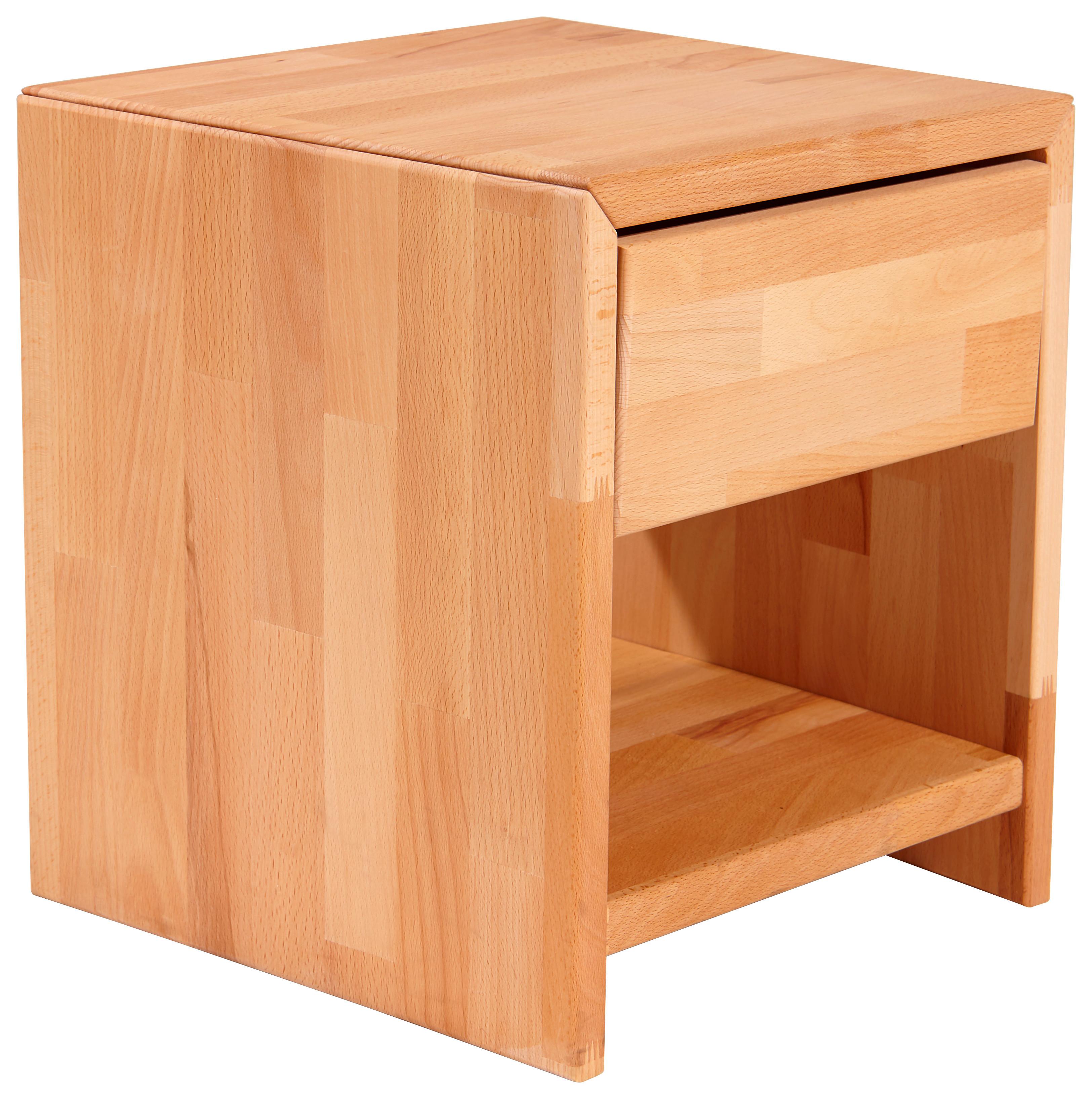 Nachtkästchen Buche Massiv H: 40 cm Elisabeth - Kernbuche, KONVENTIONELL, Holz (40/40/33cm)