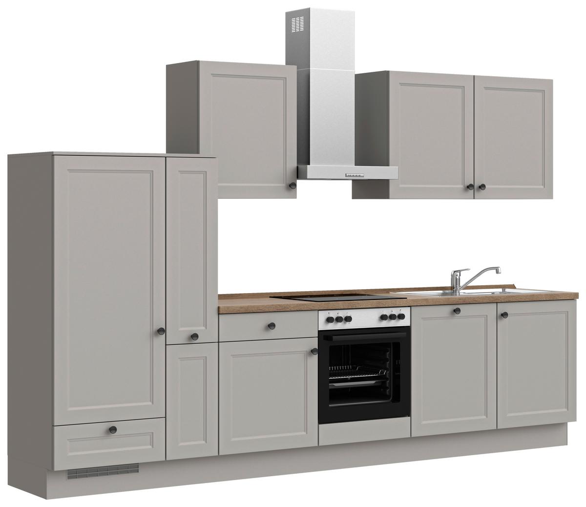 Kuchynská linka 330 cm, kamenná sivá - čierna/sivá, Modern, kov/kompozitné drevo (330cm) - Nobilia