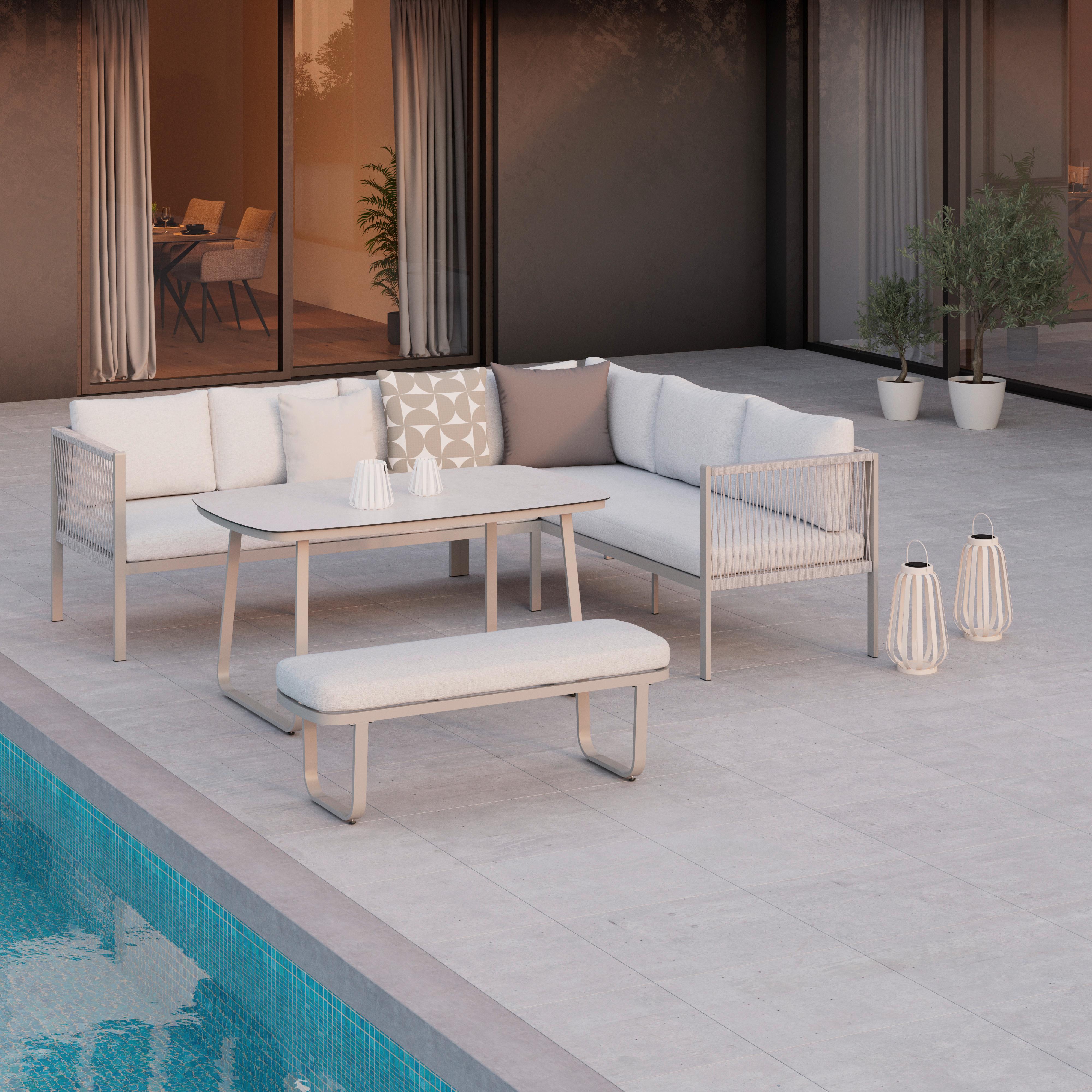 TERASOVÁ SEDACIA SÚPRAVA SOPHIA - krémová/svetlosivá, Modern, kov/textil