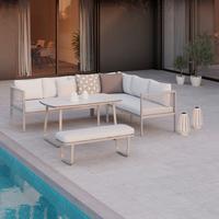 TERASOVÁ SEDACIA SÚPRAVA SOPHIA - krémová/svetlosivá, Modern, kov/textil