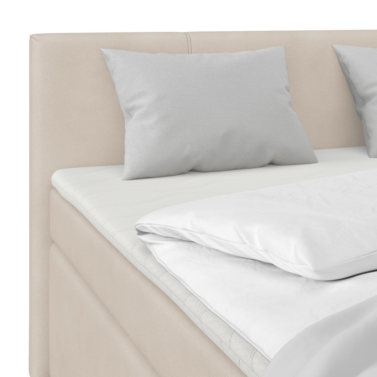 Boxspringbett Mira Boucle Perlmutt, Lf:180x200cm - Perlmutt/Silberfarben, KONVENTIONELL, Holz/Textil (180/200cm)