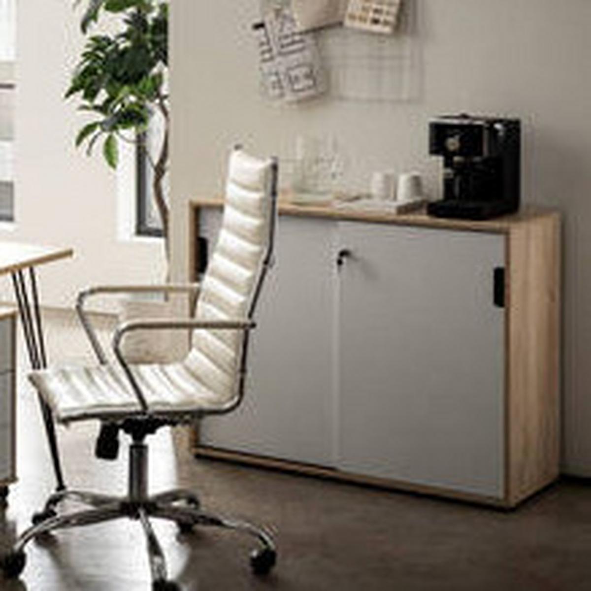 Aktenschrank Emmik Weiß/eiche Dekor B: 100,1cm - Eichefarben/Weiß, MODERN, Holzwerkstoff (100,1/83,6/41cm) - MID.YOU