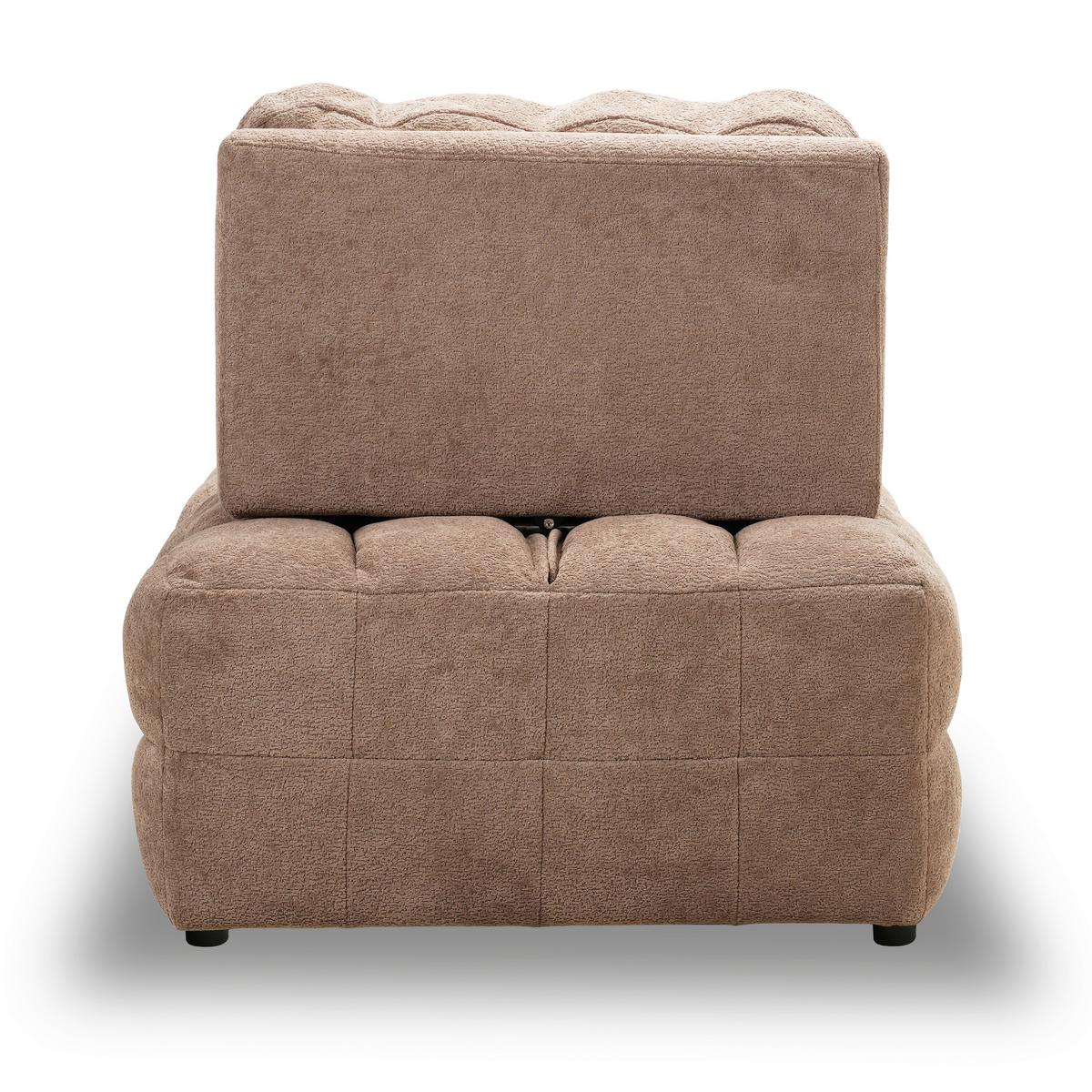 Rozkládací křeslo LIARA, mokka, 2-dílná sada - černá/mokka, Moderní, kov/dřevo (88/87/110cm) - Bessagi Home