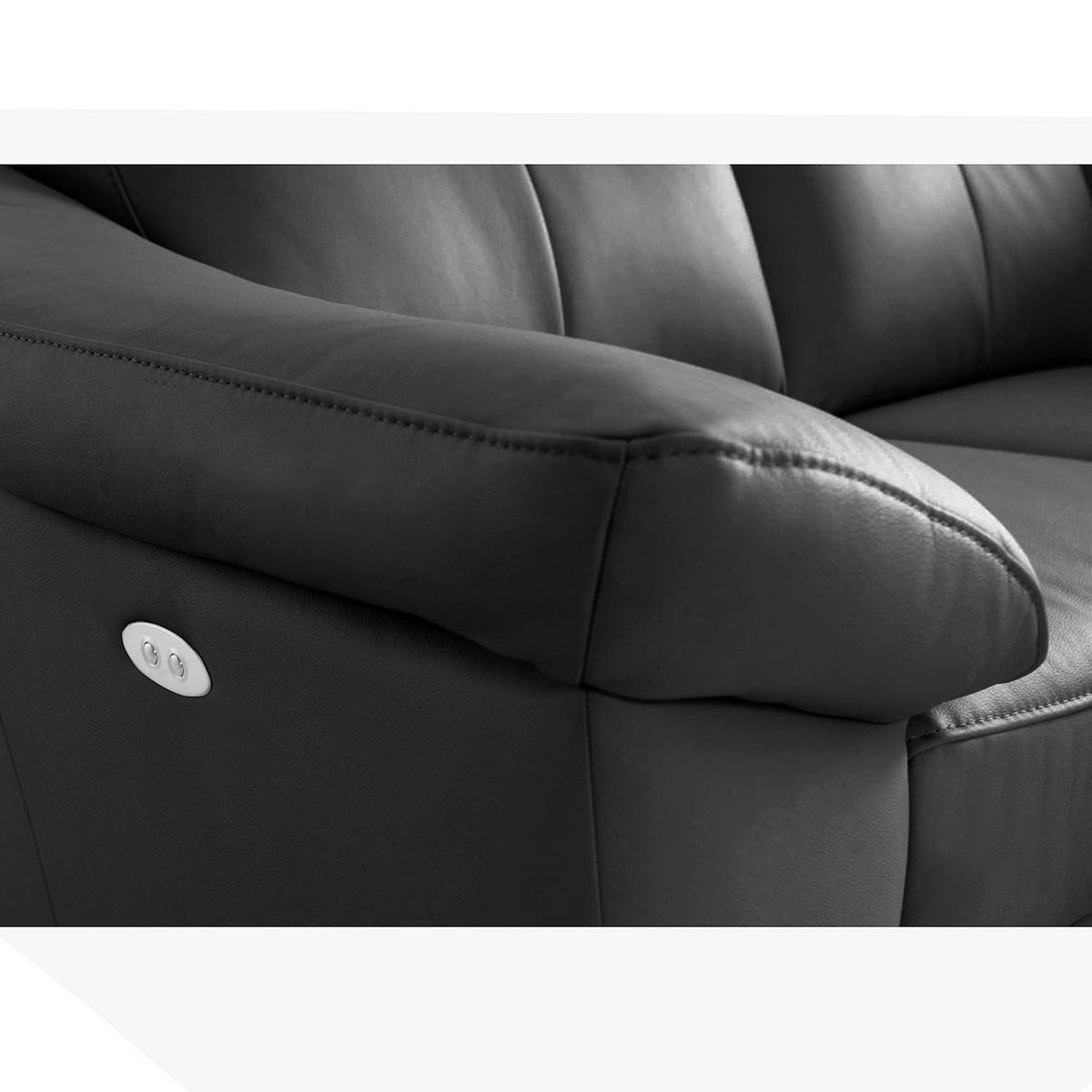 Ecksofa Luna Teilleder Schwarz 242x194 - Chromfarben/Schwarz, Design, Leder/Textil (242/194cm) - Livetastic