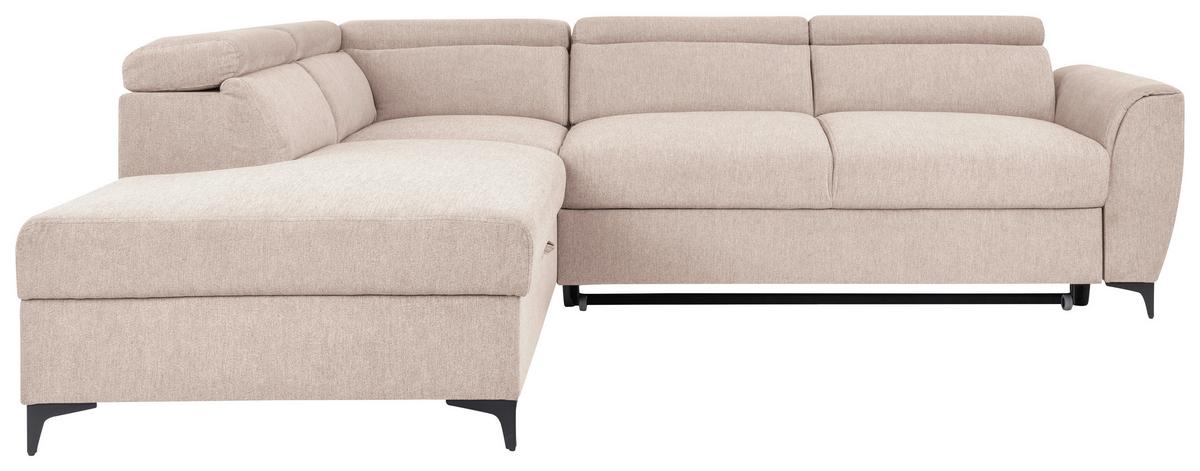 Ecksofa Lapis Creme S: 217/255 cm - Creme/Schwarz, KONVENTIONELL, Textil (217/255cm) - MID.YOU