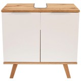 Waschbeckenunterschrank 60cm, Weiß/wotan Eiche Dekor - Weiß, MODERN, Holzwerkstoff (60/60/30cm)
