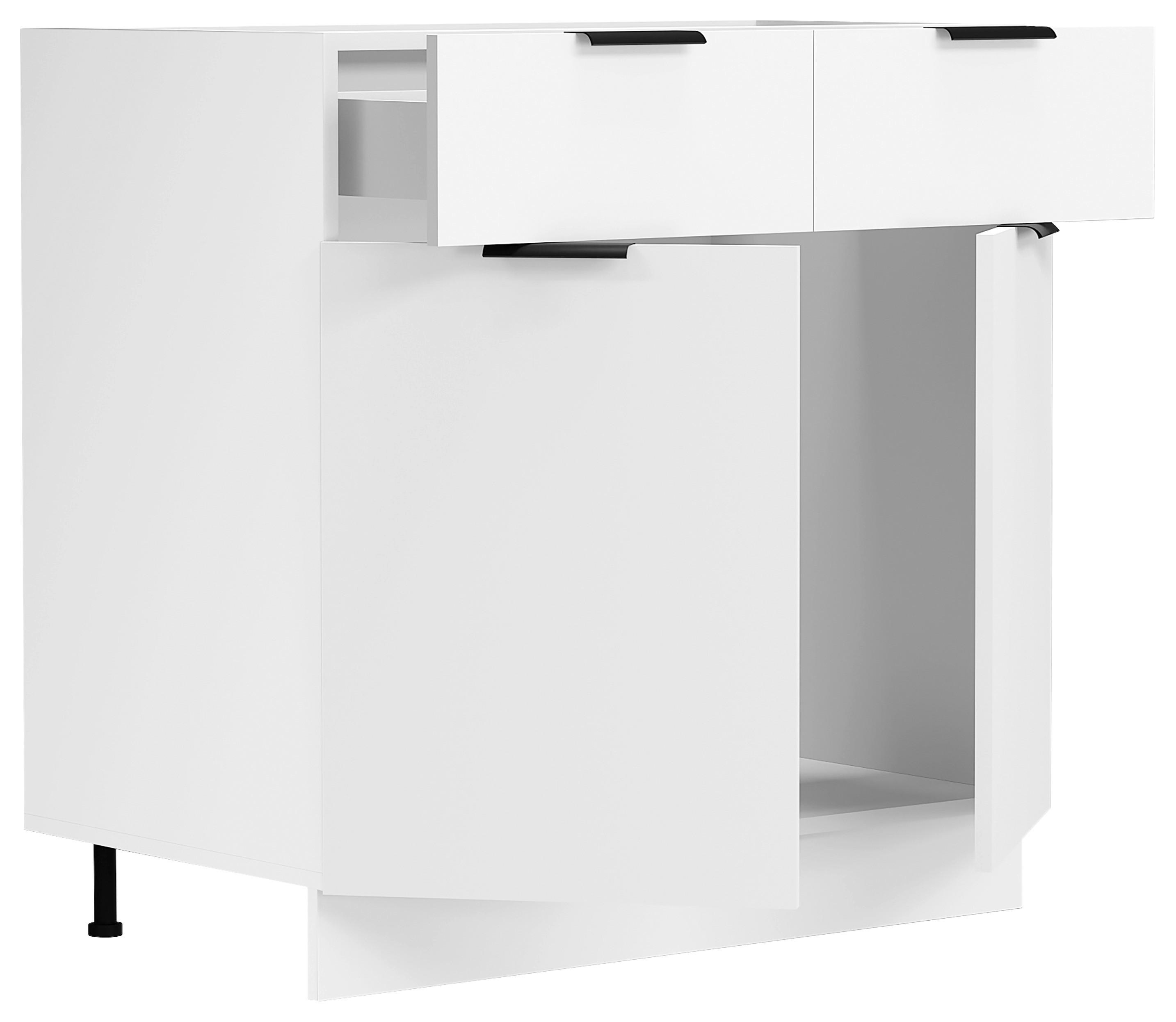 Küchenunterschrank Fasola Weiß B: 80 cm - Weiß, Trend, Holzwerkstoff/Kunststoff (80/82/46cm) - MID.YOU