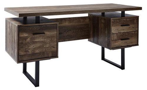 Schreibtisch LxBxH: 152,4x60x76 cm - Eichefarben/Schwarz, Design, Holzwerkstoff/Metall (152,4/60/76cm)