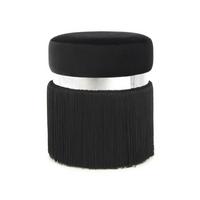 Hocker Rebecca Samt Schwarz Silber DxH 38x45 cm - Silberfarben/Schwarz, Design, Kunststoff/Textil (38/45/38cm) - Kayoom